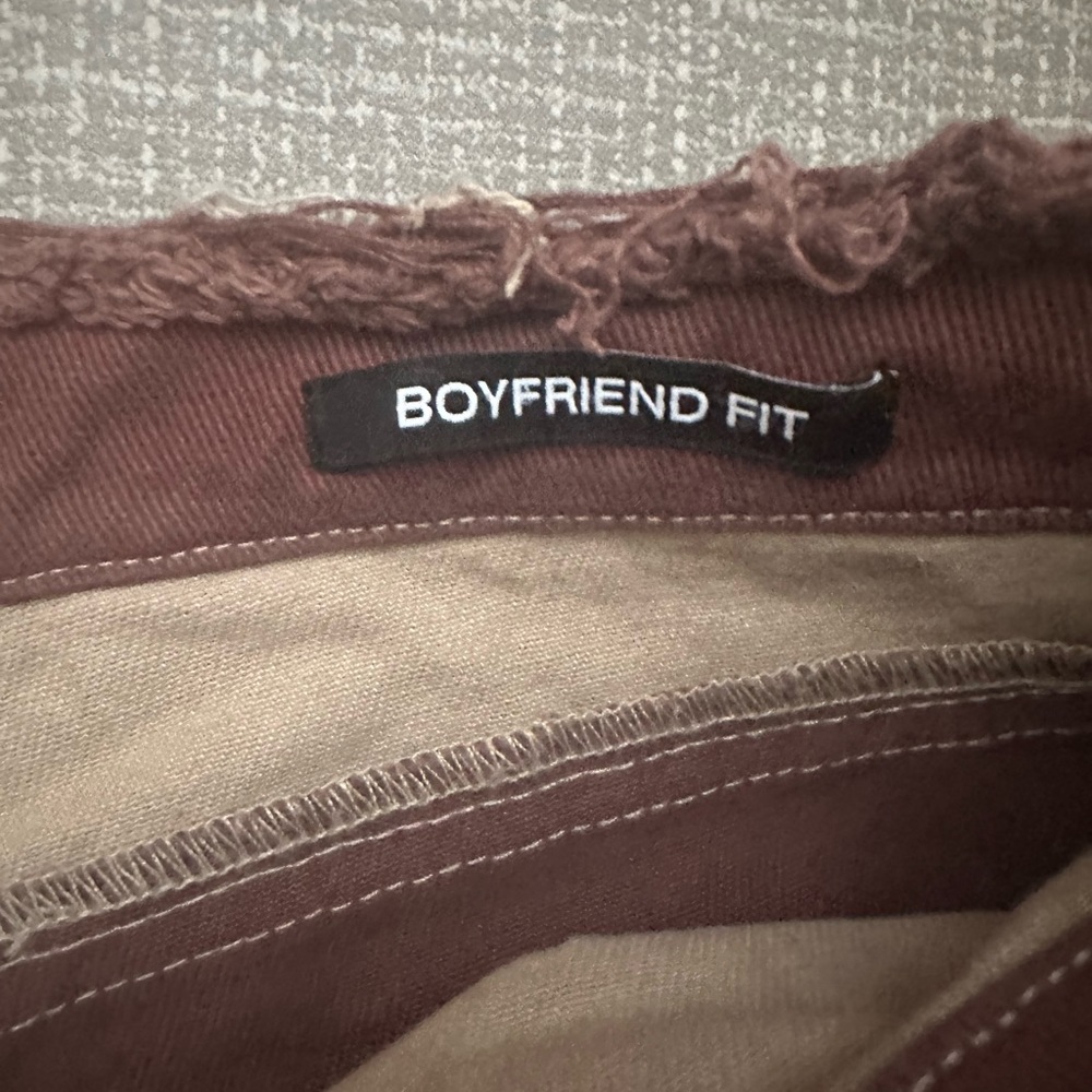 Patchwork Boyfriend Pants Brown Tan Cream Distressed Raw Edge Y2K Grunge Sz W 30 - Picture 7 of 16